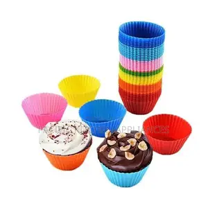 12Pcs Reusable Silicone Cupcake and Muffin Baking Liners