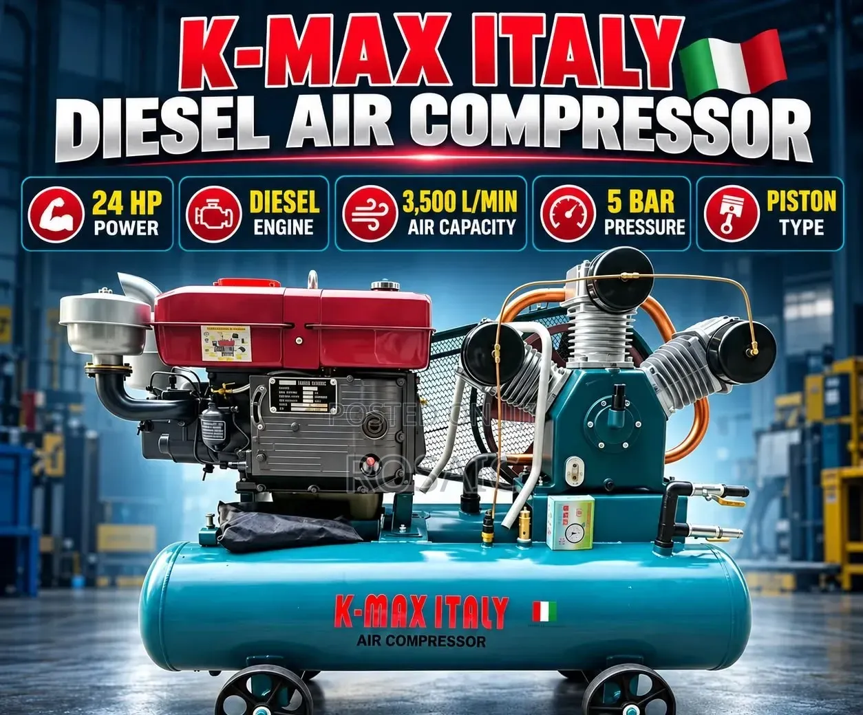Diesel Kmax Italy Air Compressor 24hP