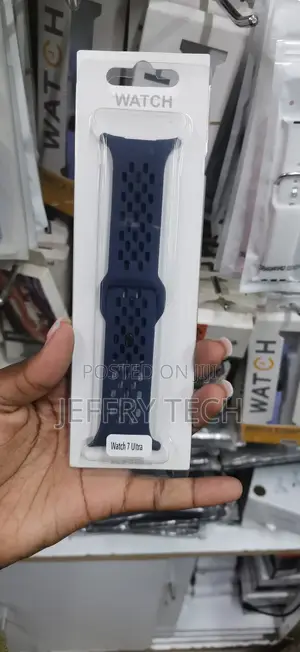 Dark Blue Perforated Silicone Sport Watch Strap Retail Watch 7 Ultra