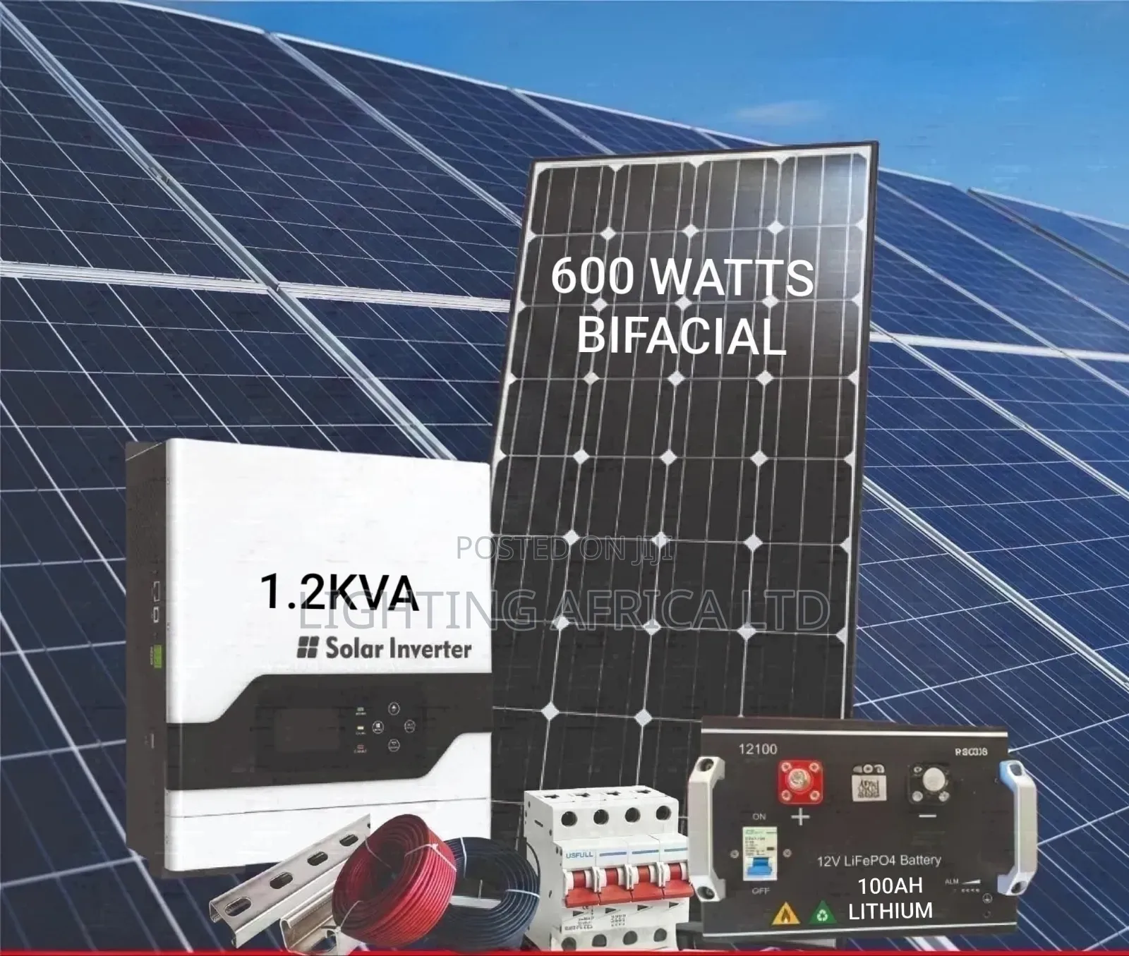 1.2kva - 100Ah Lithium Battery - 600w Bifacial Home Solar Package