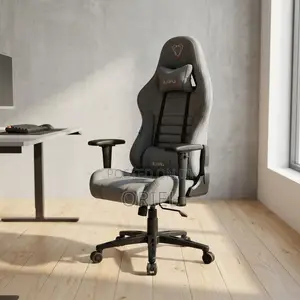 Gaming Chair : Gray Fabric Ergonomic Gaming Chair