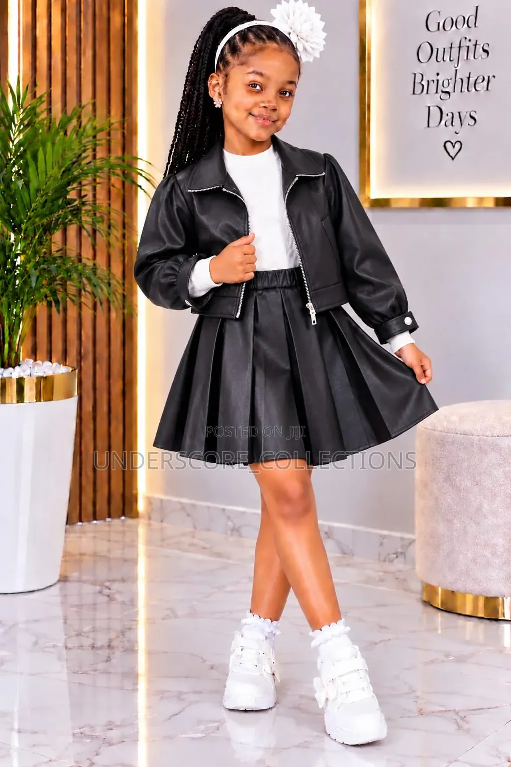 3pc *Leather Skirt + Coat + Top*
