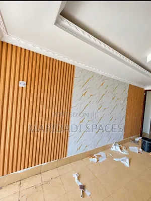A Combination of Fluted & Marble Wallpaper Design