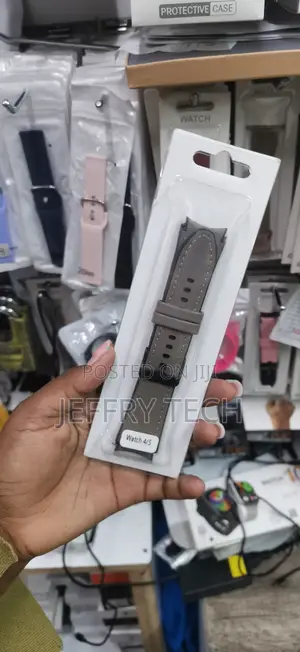 Grey Hybrid Leather Replacement Watch Band Samsung Galaxy Watch 4