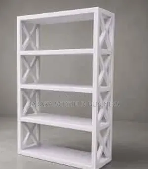 White Wooden Open Shelving Unit .