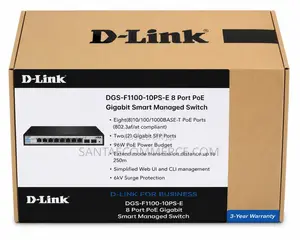 D-Link DGS-F1100-10PS-E 8-Port PoE Gigabit Smart Managed