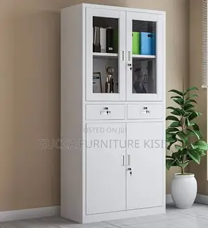 Half Glass Cabinet With Drawers and Half Display Glass