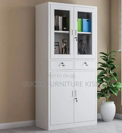 Half Glass Cabinet With Drawers and Half Display Glass