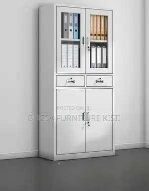 Half Glass Cabinet With Drawers and Half Display Glass