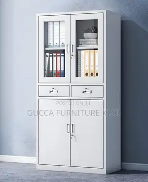 Half Glass Cabinet With Drawers and Half Display Glass