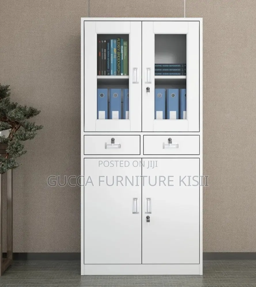 Half Glass Cabinet With Drawers and Half Display Glass