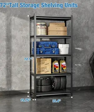 Vertical 5 Tier Grey Adjustable Shelf Rack