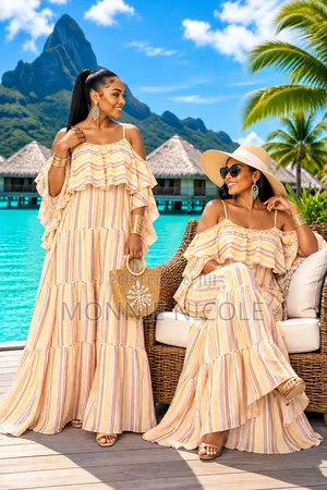 Elegant Ruffles. Flowy Maxi Design Summer Dress