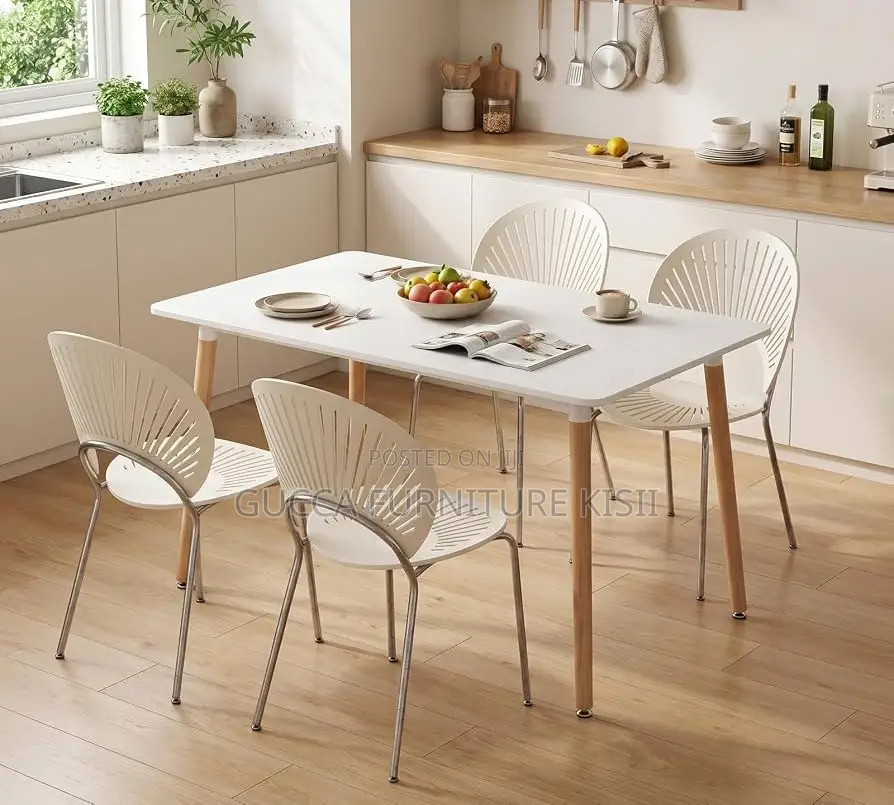Patio 120cm White 4 Legged Rectangular Dining Table