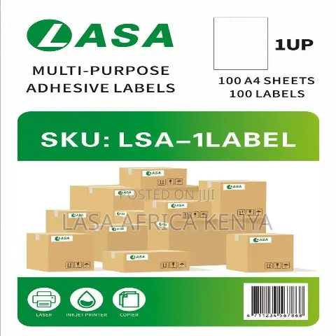 Lasa 1 Up A4 Adhesive Label Sheets Print Ready Pack