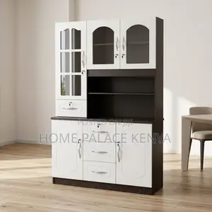 Home Kitchen Cabinet; 3-Door White MDF Storage Cabinet