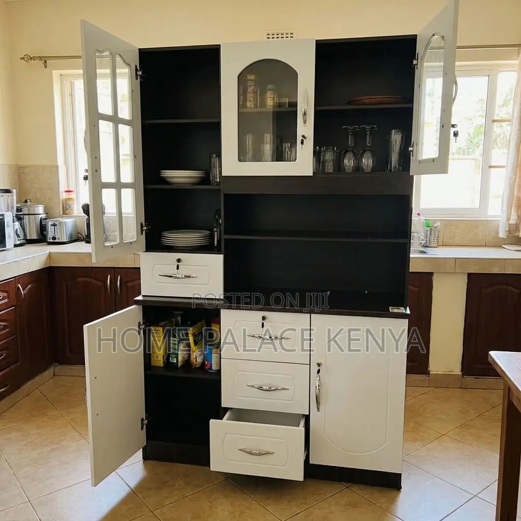 Home Kitchen Cabinet; 3-Door White MDF Storage Cabinet