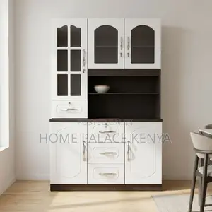 Home Kitchen Cabinet; 3-Door White MDF Storage Cabinet