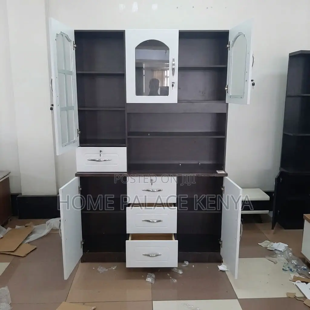 Home Kitchen Cabinet; 3-Door White MDF Storage Cabinet