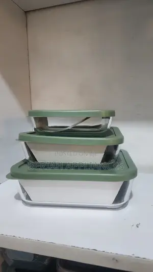 3pc Borosilicate Glass Containers Green Lid