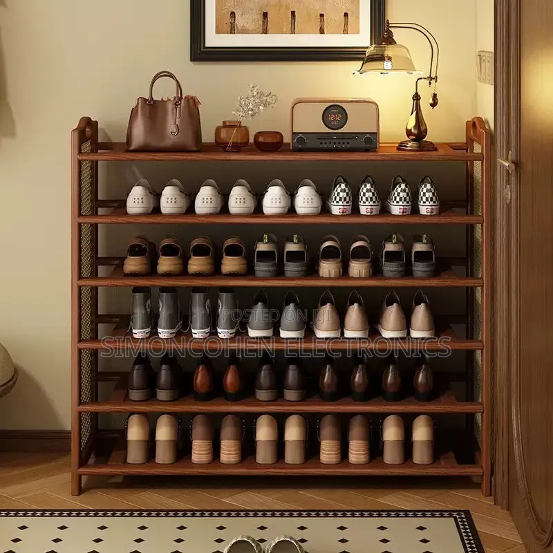 6 Layer Bamboo and Rattan Shoe Rack