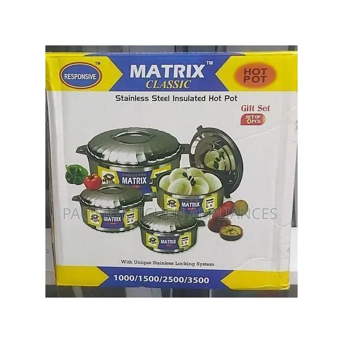 Matrix 4 PCS Stainless Steel Hotpot Set,1000ml,1500ml,2500ml,3500ml