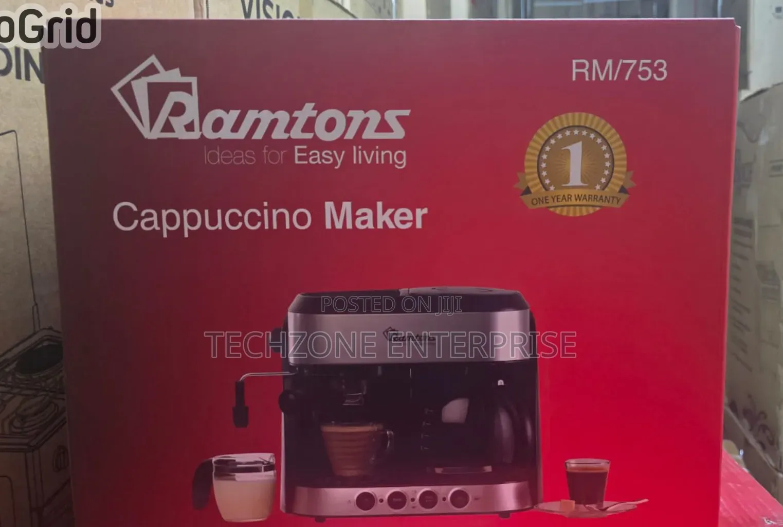 Ramtons Cappuccino Maker (Rm/753) With One Year Warranty 
