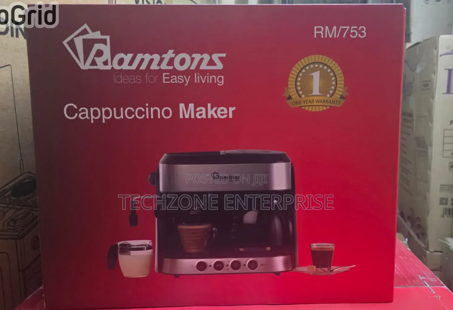 Ramtons Cappuccino Maker (Rm/753) With One Year Warranty 