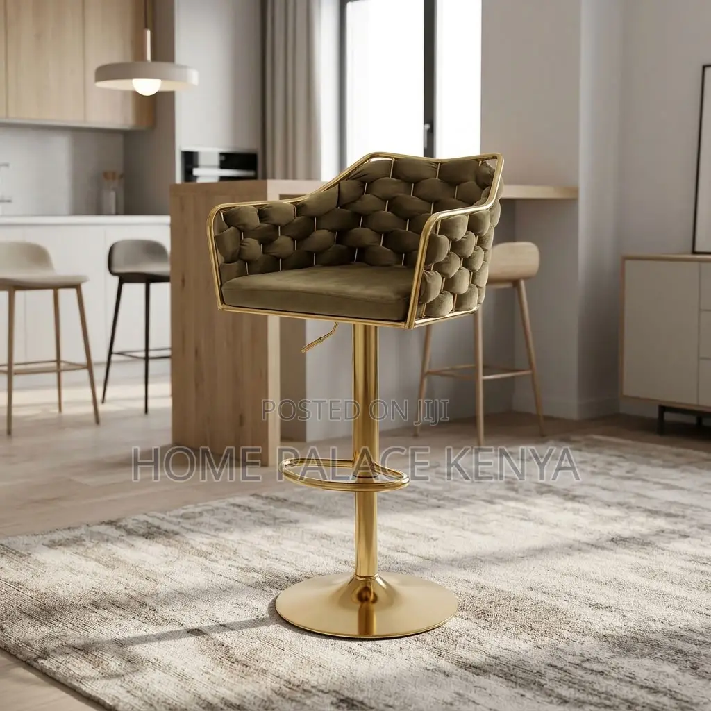 Bar Stool; Adjustable Velvet Bar Stool