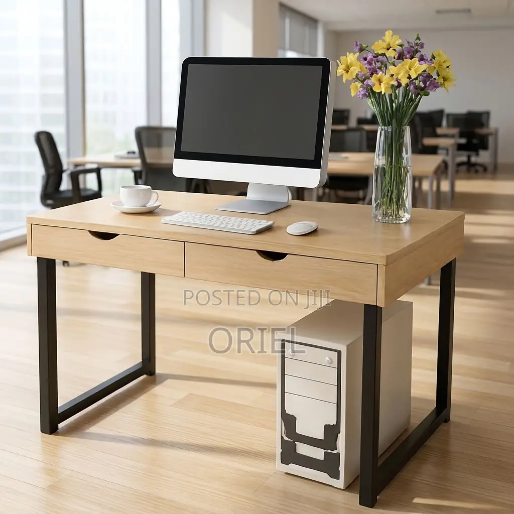 Office Desk : Study Desk With Double Storage Drawers