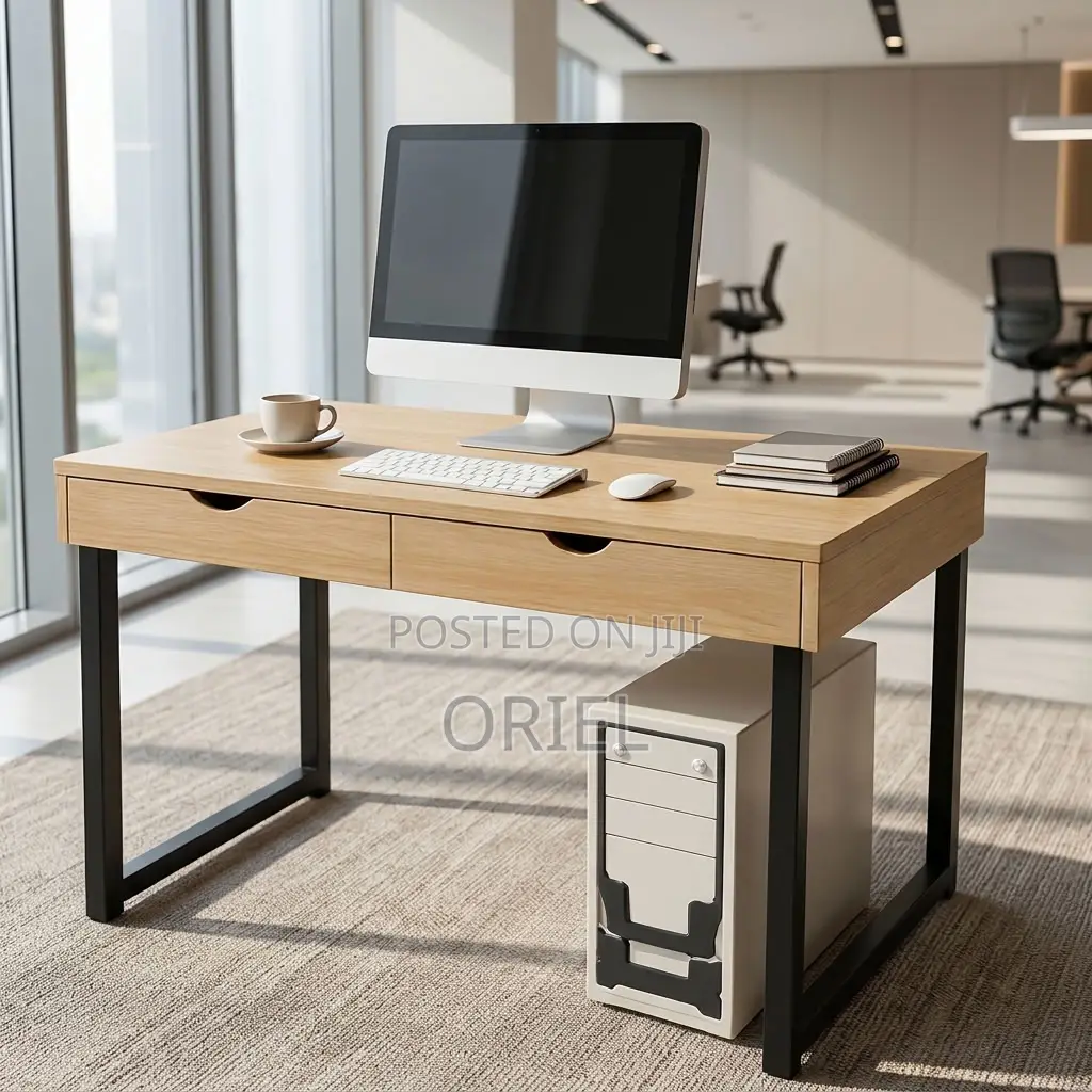 Office Desk : Study Desk With Double Storage Drawers