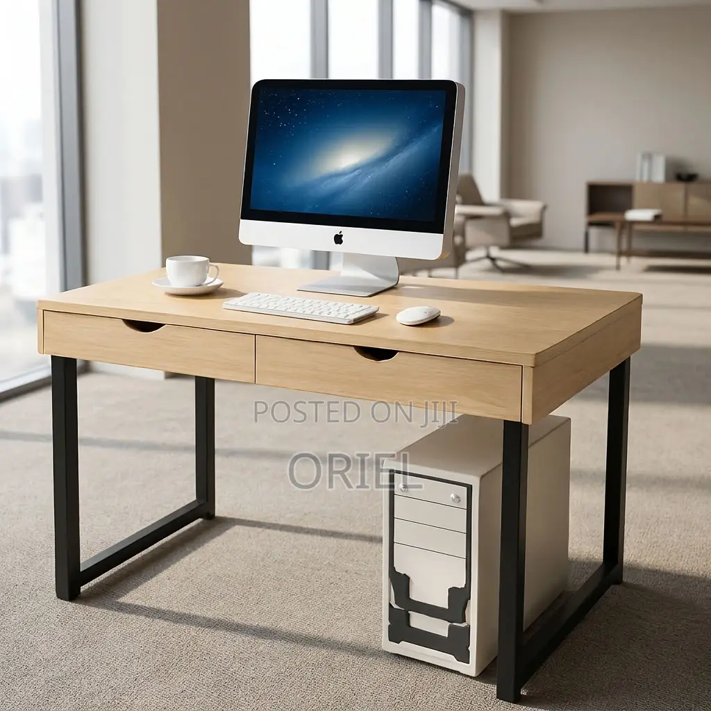 Office Desk : Study Desk With Double Storage Drawers