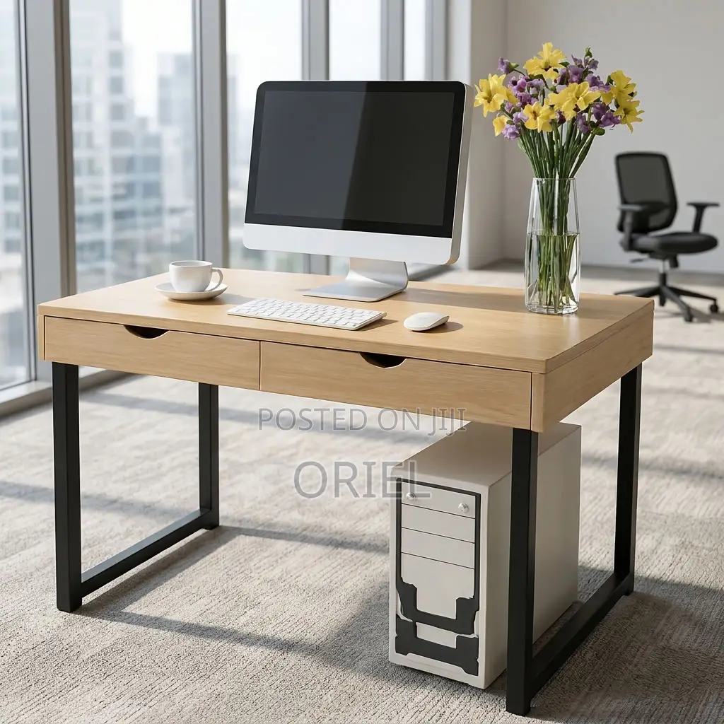 Office Desk : Study Desk With Double Storage Drawers