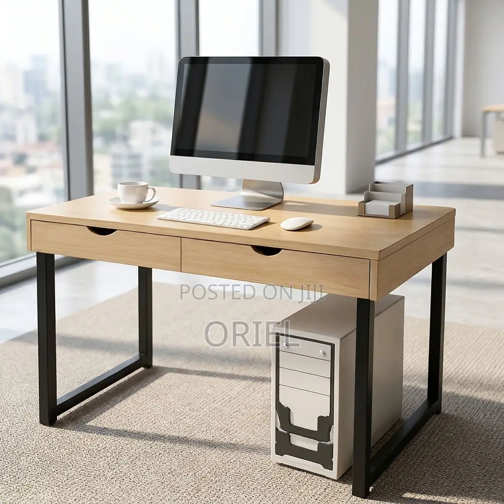 Office Desk : Study Desk With Double Storage Drawers