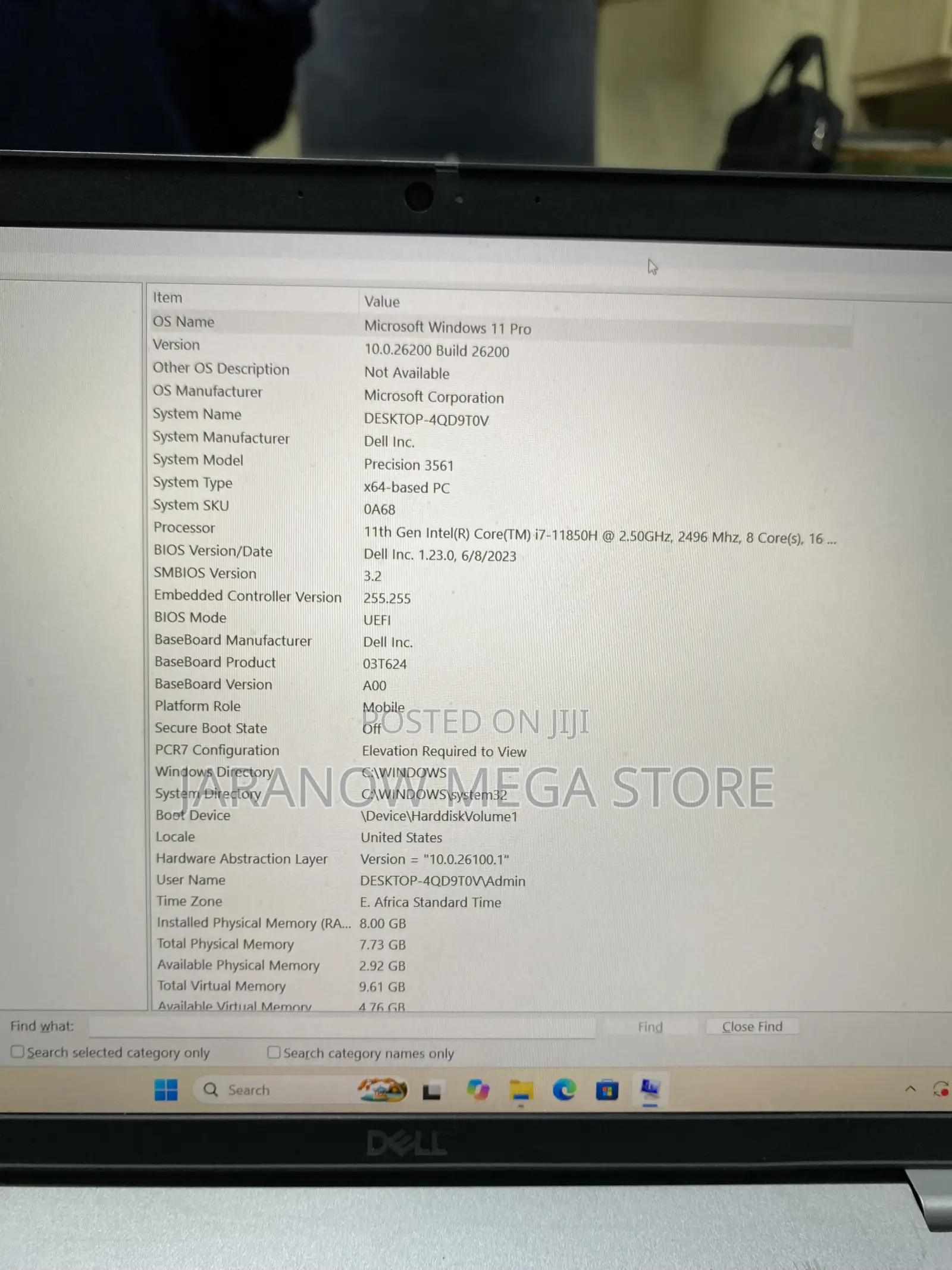 Laptop Dell Precision 3561 8GB Intel Core i7 SSD 256GB