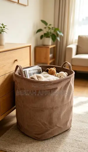60L Corduroy Laundry Basket
