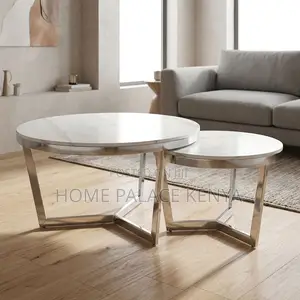 Coffee Table; Round Marble Nesting Coffee Table Set
