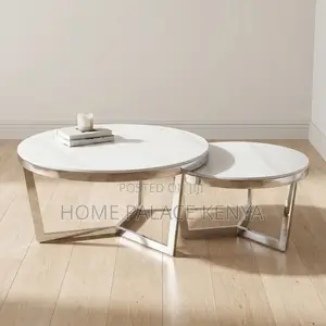Coffee Table; Round Marble Nesting Coffee Table Set