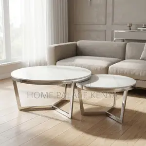 Coffee Table; Round Marble Nesting Coffee Table Set