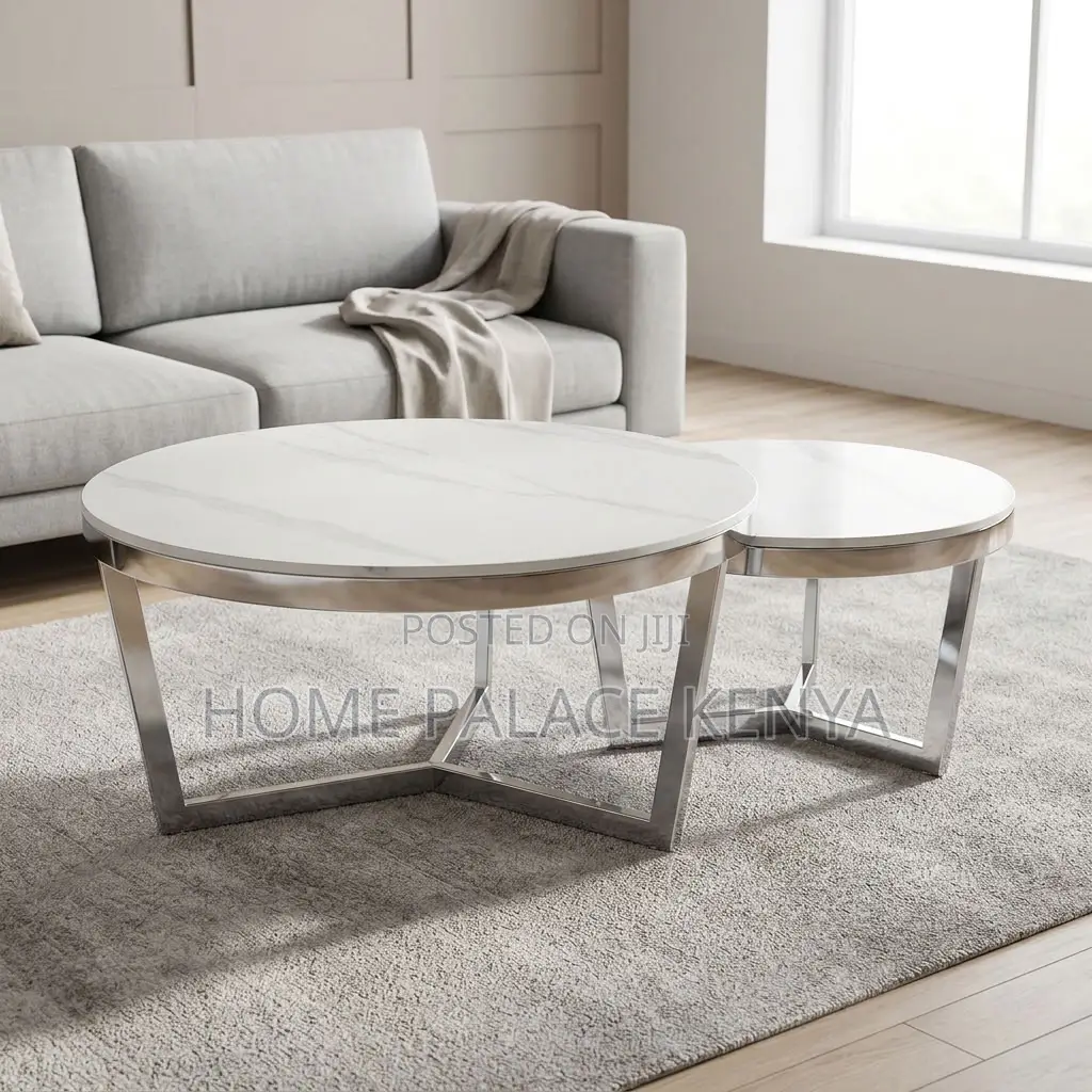 Coffee Table; Round Marble Nesting Coffee Table Set