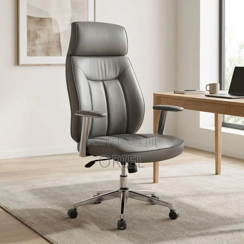 Office Chair : Gray Upholstered Executive Office Chair