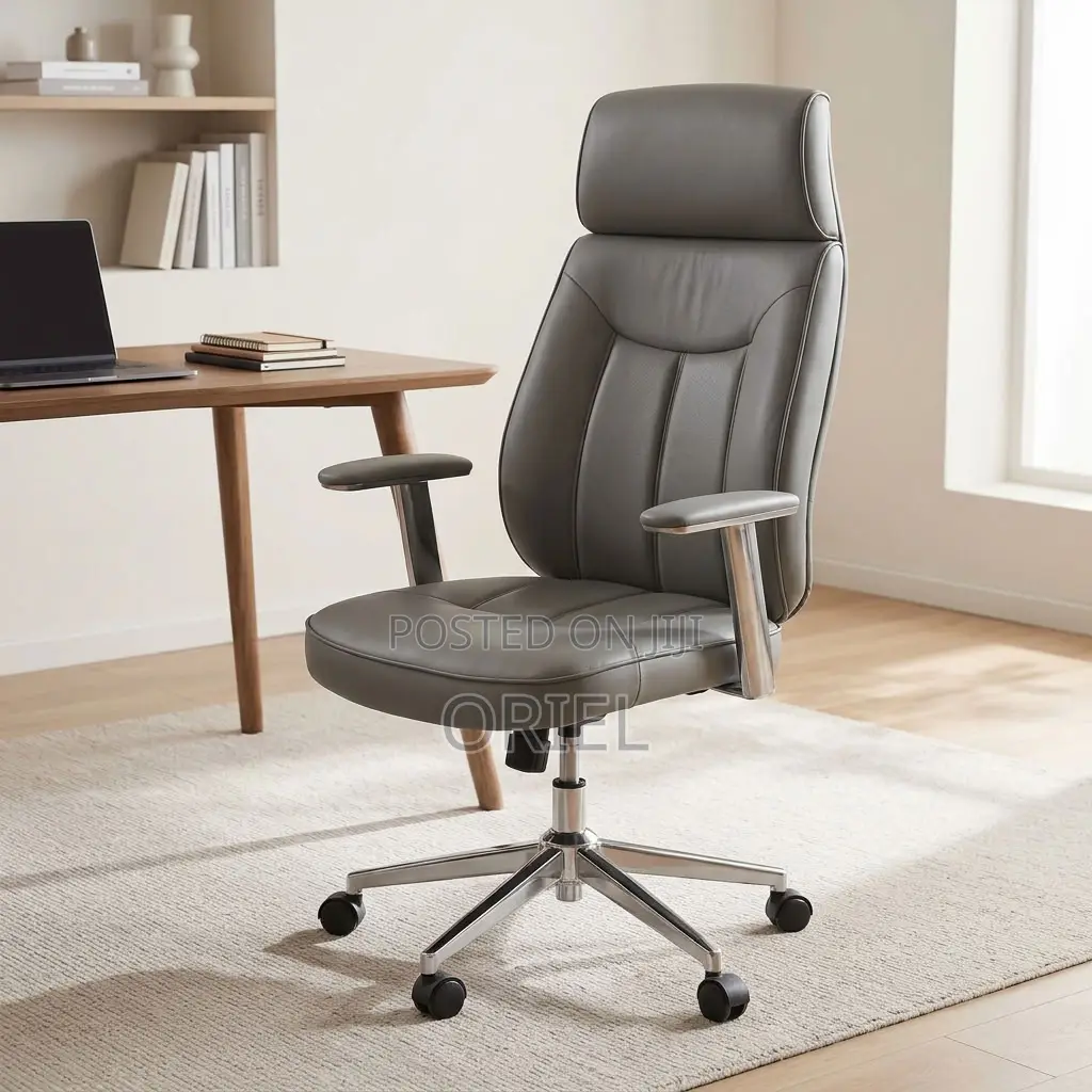 Office Chair : Gray Upholstered Executive Office Chair