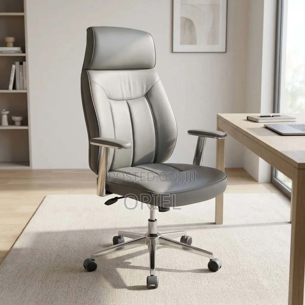 Office Chair : Gray Upholstered Executive Office Chair