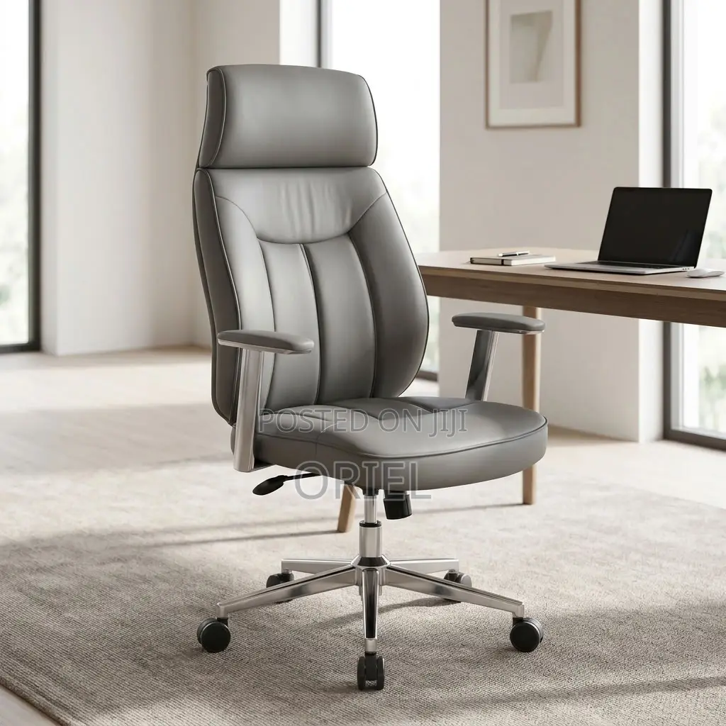Office Chair : Gray Upholstered Executive Office Chair