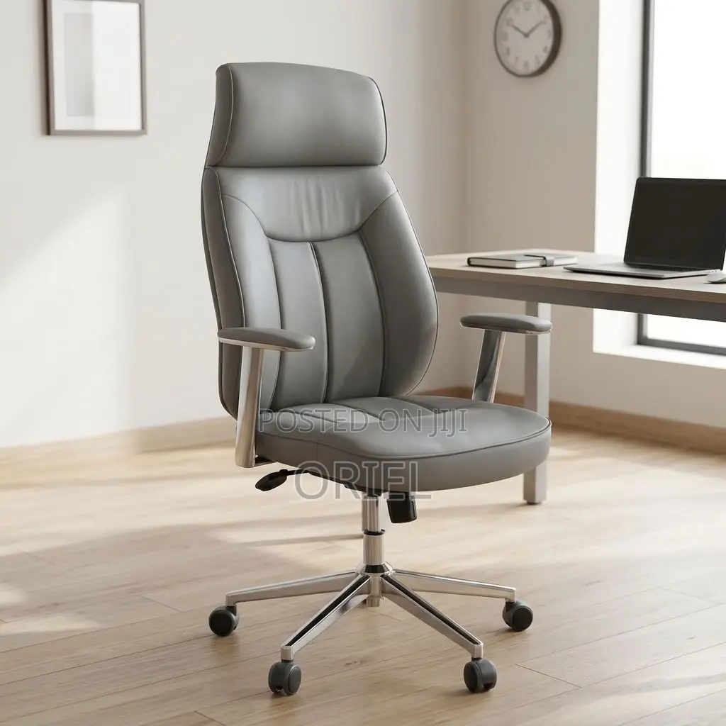 Office Chair : Gray Upholstered Executive Office Chair