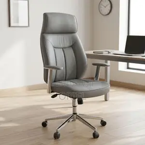 Office Chair : Gray Upholstered Executive Office Chair
