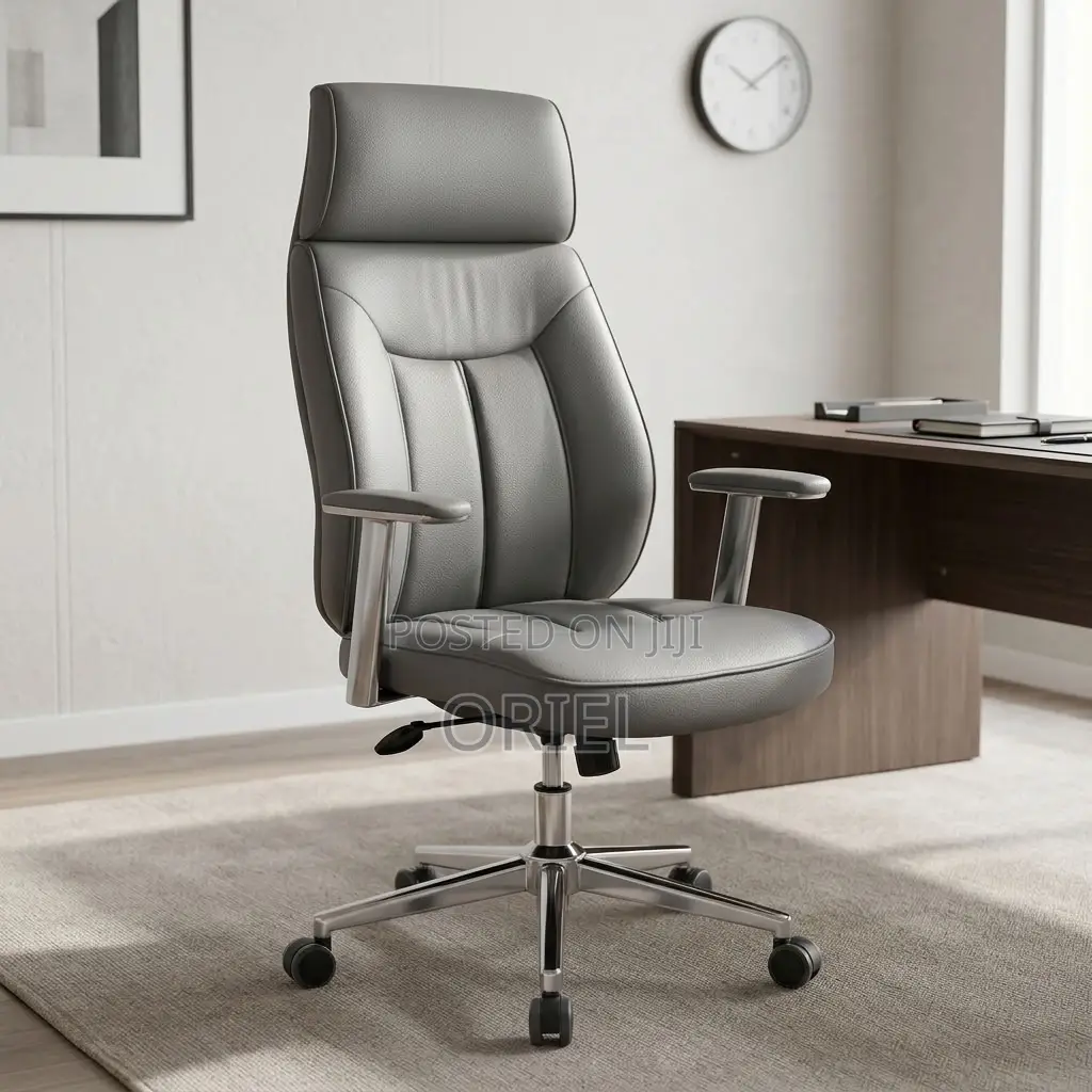 Office Chair : Gray Upholstered Executive Office Chair