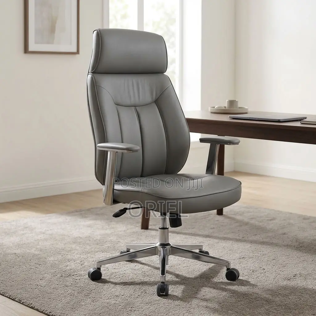 Office Chair : Gray Upholstered Executive Office Chair