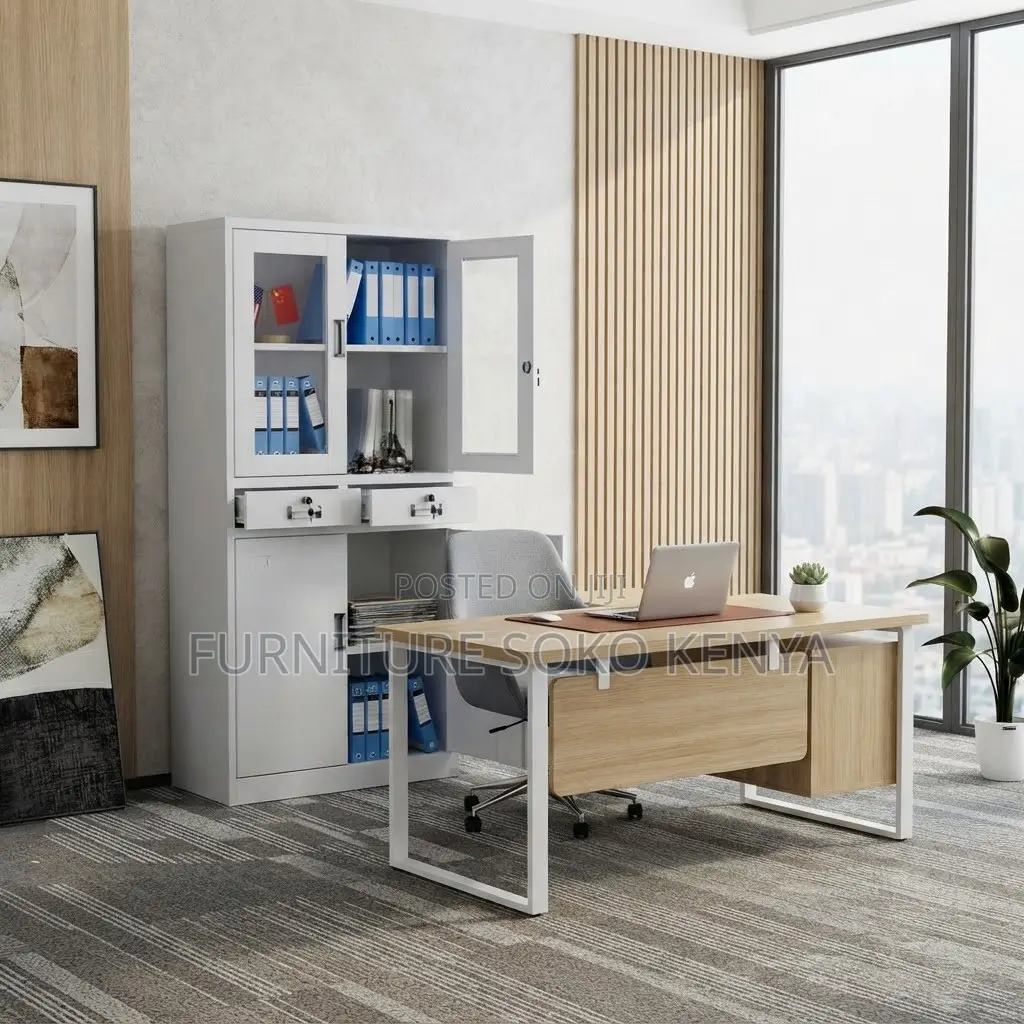Files Storage Cabinet | Two Doors Grey Office Cabinet