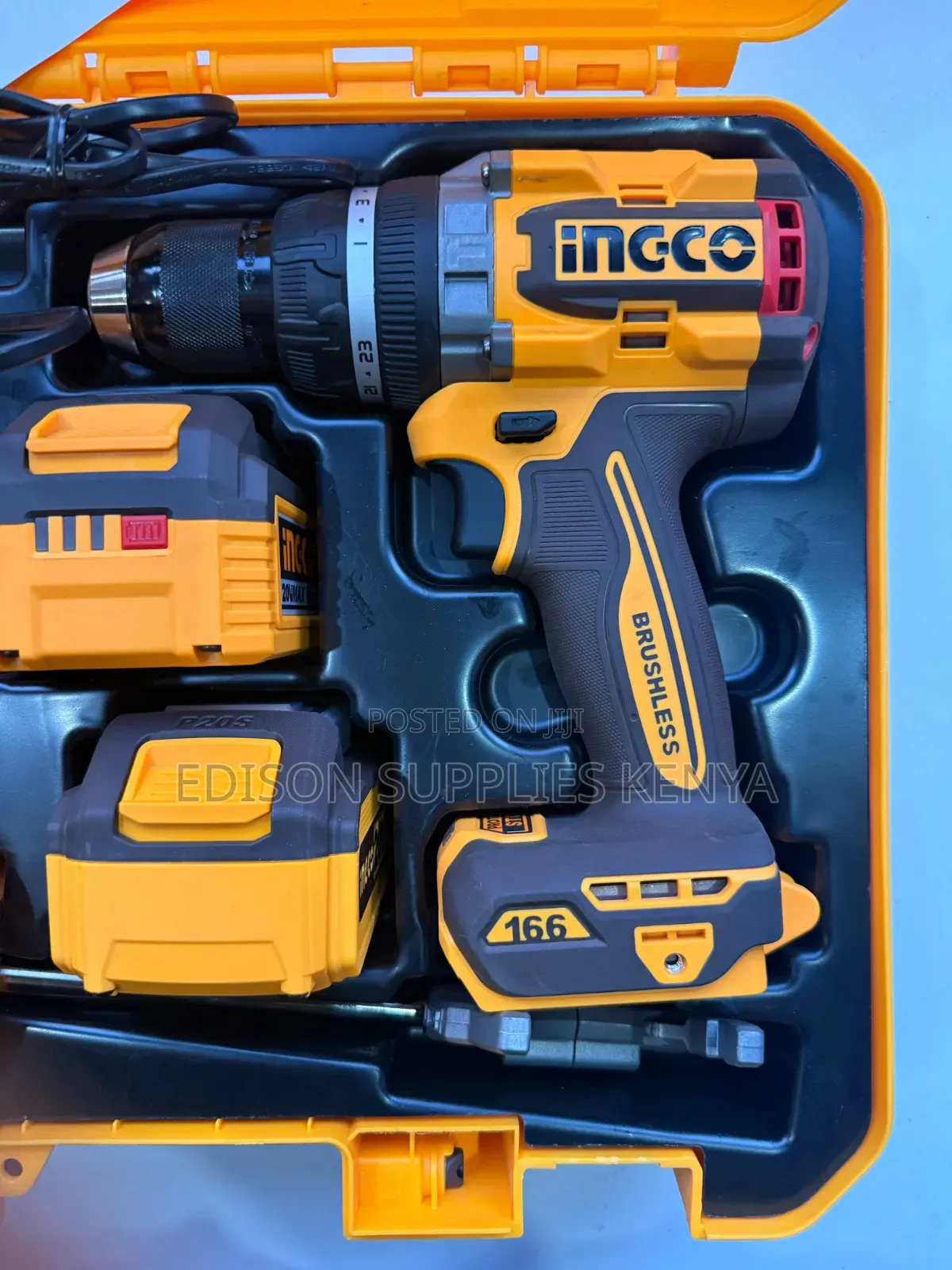INGCO Cordless Drill Impact Drill 166Nm, Brushless